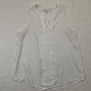 41 Hawthorn Breyson Pleated Detail White Sleeveless Blouse, Large